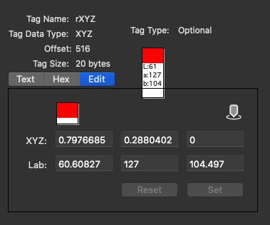 Editing a color tag